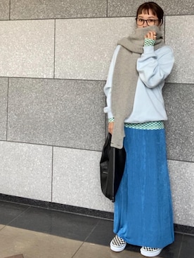 「チェック柄に恋してる」｜「アイテム（スリッポン）」を使った、cbさん（レディース・159cm）の秋コーディネート