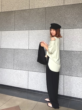 「ピスタチオ」｜「アイテム（キャスケット）」を使った、cbさん（レディース・159cm）の夏コーディネート