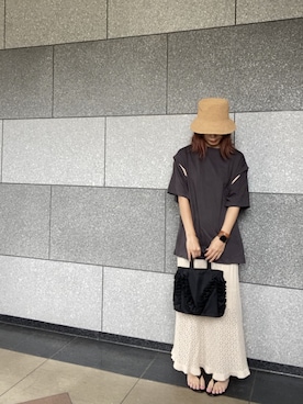 「韓国風コーデ」｜「アイテム（帽子）」を使った、cbさん（レディース・159cm）の夏コーディネート