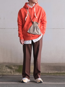 「STUDIO NICHOLSON（スタジオニコルソン）のアイテム（パーカー）」を使った、ざっきーさん（メンズ・178cm）の春コーディネート