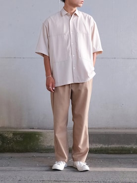 「半袖シャツ」｜「アイテム（セットアップ）」を使った、ざっきーさん（メンズ・178cm）の夏コーディネート