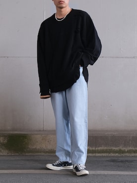 「stein（シュタイン）のアイテム（スウェット）」を使った、ざっきーさん（メンズ・178cm）の春コーディネート