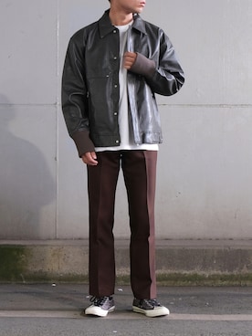 「秋のブラウンスタイル」｜「アイテム（ジャケット/アウター）」を使った、ざっきーさん（メンズ・178cm）の秋コーディネート