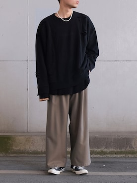 「stein（シュタイン）のアイテム（スウェット）」を使った、ざっきーさん（メンズ・178cm）の春コーディネート