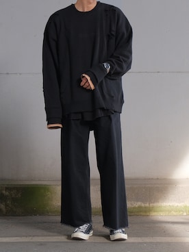 「stein（シュタイン）のアイテム（スウェット）」を使った、ざっきーさん（メンズ・178cm）の冬コーディネート