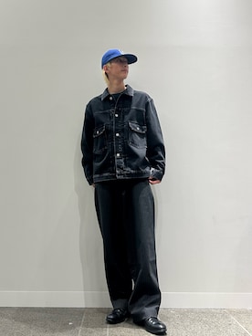 「スラックスパンツ」｜「アイテム（デニムジャケット）」を使った、yumaさん（メンズ・170cm）の秋コーディネート