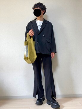 「kutir（クティール）のアイテム（テーラードジャケット）」を使った、あつとさん（メンズ・171cm）の春コーディネート