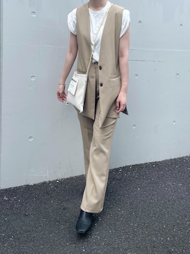 「RAY CASSIN（レイカズン）のアイテム（ベスト）」を使った、yumikoさん（レディース・158cm）の秋コーディネート