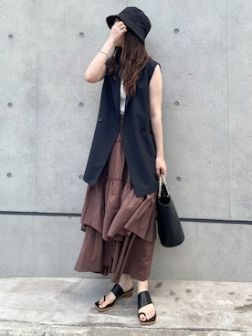 「ANEVER（アンエバー）のアイテム」を使った、yumikoさん（レディース・158cm）の夏コーディネート