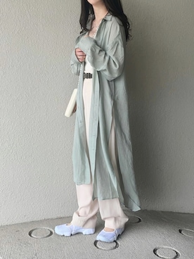 「COOLなこのコが仲間入り」｜「アイテム（シャツワンピース）」を使った、yumikoさん（レディース・158cm）の夏コーディネート
