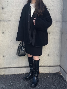 「CLANE（クラネ）のアイテム（ミリタリージャケット）」を使った、yumikoさん（レディース・158cm）の冬コーディネート