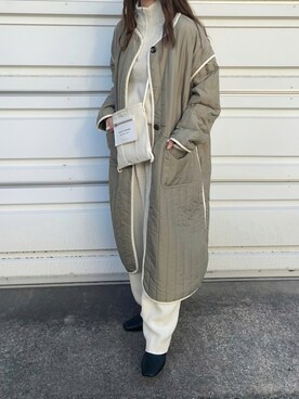 「classicalelf（クラシカルエルフ）のアイテム（ステンカラーコート）」を使った、yumikoさん（レディース・158cm）の冬コーディネート