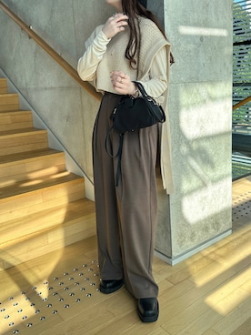 「CLANE（クラネ）のアイテム（ベスト）」を使った、yumikoさん（レディース・158cm）の秋コーディネート