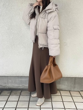 「fifth（フィフス）の中綿ショートダウンコート（ダウンジャケット/コート）」を使った、yumikoさん（レディース・158cm）の冬コーディネート