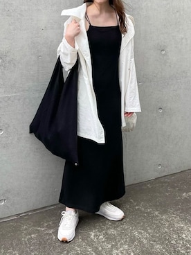 「ワンピース×スニーカー」｜「アイテム（ブルゾン）」を使った、yumikoさん（レディース・158cm）の春コーディネート