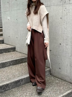 「CLANE（クラネ）のアイテム（ベスト）」を使った、yumikoさん（レディース・158cm）の秋コーディネート
