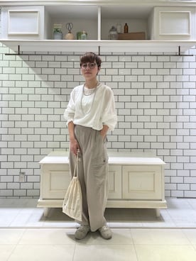 「キュプラパンツ」｜RANAさん（レディース・156cm）の春コーディネート