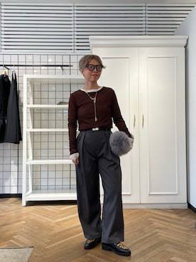 「アイテム（スラックス）」を使った、RANAさん（レディース・156cm）の冬コーディネート