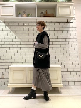 「とろみワンピース」｜RANAさん（レディース・156cm）の秋コーディネート