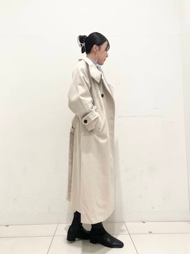「アイテム（ステンカラーコート）」を使った、nanaさん（レディース・162cm）の秋コーディネート