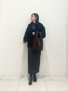 「ブルー×ブラック」｜nanaさん（レディース・160cm）の冬コーディネート