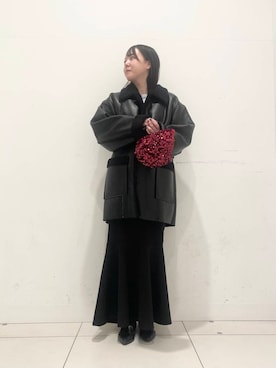 「SENSE OF PLACE by URBAN RESEARCH（センスオブプレイスバイアーバンリサーチ）のジャガードドッキングセーター（ニット/セーター）」を使った、nanaさん（レディース・162cm）の冬コーディネート