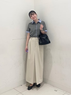 「RODE SKO（ロデスコ）のピープトゥベルトメッシュフラット（その他シューズ、ブラック系）」を使った、nanaさん（レディース・162cm）の夏コーディネート