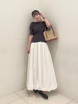 「SENSE OF PLACE by URBAN RESEARCH（センスオブプレイスバイアーバンリサーチ）のバルーンスカート（スカート、ホワイト系）」を使った、nanaさん（レディース・162cm）の夏コーディネート