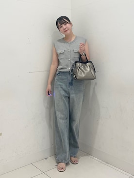 「RODE SKO（ロデスコ）のクリアカラーグルカサンダル（サンダル、その他）」を使った、nanaさん（レディース・162cm）の夏コーディネート