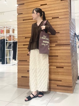 「アイテム（カーディガン/ボレロ、ブラウン系）」を使った、nanaさん（レディース・162cm）の夏コーディネート