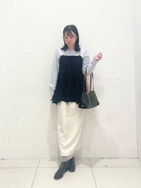 「SENSE OF PLACE by URBAN RESEARCH（センスオブプレイスバイアーバンリサーチ）のジャガードドッキングセーター（ニット/セーター）」を使った、nanaさん（レディース・162cm）の冬コーディネート