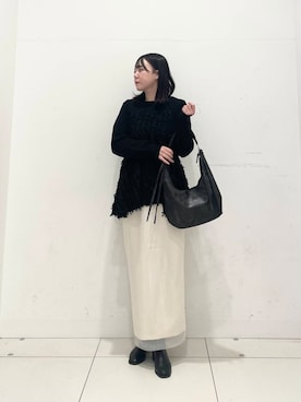 「SENSE OF PLACE by URBAN RESEARCH（センスオブプレイスバイアーバンリサーチ）のジャガードドッキングセーター（ニット/セーター）」を使った、nanaさん（レディース・162cm）の冬コーディネート