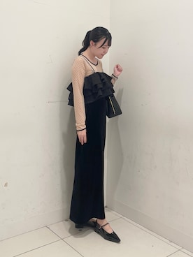 「SENSE OF PLACE by URBAN RESEARCH(センスオブプレイスバイアーバンリサーチ)のメタルポインテッドパンプス(パンプス、ブラック系)」を使った、nanaさん(レディース・162cm)の秋コーディネート