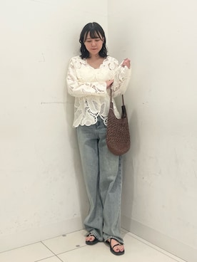 「SENSE OF PLACE by URBAN RESEARCH(センスオブプレイスバイアーバンリサーチ)のストレートレッグデニム(デニムパンツ、ブルー系)」を使った、nanaさん(レディース・162cm)の春コーディネート
