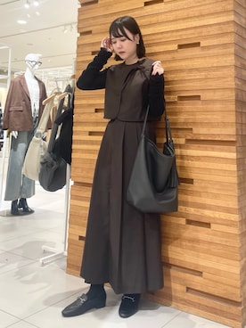 「SENSEOFPLACE」｜「アイテム（アクセサリー）」を使った、nanaさん（レディース・162cm）の秋コーディネート