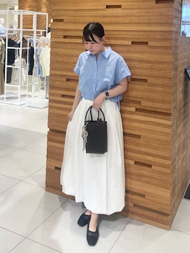 「SENSE OF PLACE by URBAN RESEARCH(センスオブプレイスバイアーバンリサーチ)のバルーンスカート(スカート、ホワイト系)」を使った、nanaさん(レディース・162cm)の春コーディネート