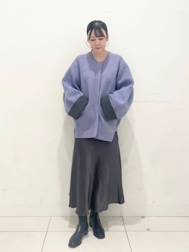 「アイテム（ノーカラーコート）」を使った、nanaさん（レディース・162cm）の秋コーディネート