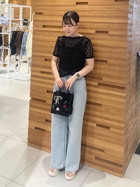 「RODE SKO（ロデスコ）のパテッドボリュームソールサンダル（サンダル、ベージュ系）」を使った、nanaさん（レディース・162cm）の夏コーディネート