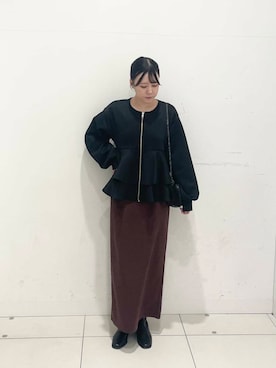 「SENSE OF PLACE by URBAN RESEARCH（センスオブプレイスバイアーバンリサーチ）のポンチタイトスカート（スカート）」を使った、nanaさん（レディース・162cm）の冬コーディネート