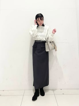「SENSE OF PLACE by URBAN RESEARCH（センスオブプレイスバイアーバンリサーチ）のフロントポケットペンシルスカート（スカート）」を使った、nanaさん（レディース・160cm）の冬コーディネート