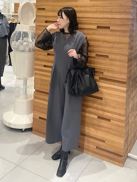 「アイテム（サロペット/オーバーオール）」を使った、nanaさん（レディース・162cm）の秋コーディネート