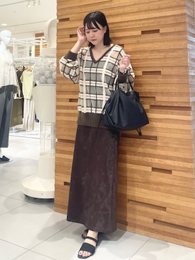 「骨格ストレート」｜「KBF（ケイビーエフ）のアイテム（ニット/セーター）」を使った、nanaさん（レディース・162cm）の秋コーディネート