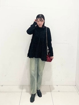 「SENSE OF PLACE by URBAN RESEARCH（センスオブプレイスバイアーバンリサーチ）のジャガードドッキングセーター（ニット/セーター）」を使った、nanaさん（レディース・162cm）の冬コーディネート