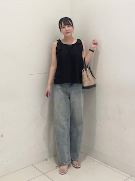 「RODE SKO（ロデスコ）のクリアカラーグルカサンダル（サンダル、その他）」を使った、nanaさん（レディース・162cm）の夏コーディネート