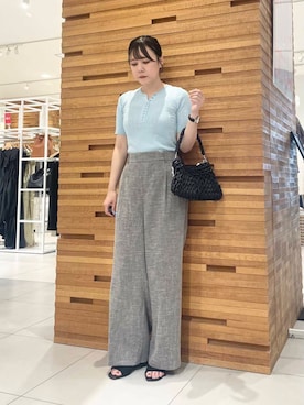 「帰省コーデ」｜「アイテム（スラックス）」を使った、nanaさん（レディース・162cm）の夏コーディネート