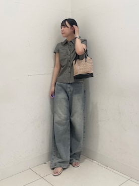 「SENSE OF PLACE by URBAN RESEARCH（センスオブプレイスバイアーバンリサーチ）のカーブデニム（デニムパンツ、ブルー系）」を使った、nanaさん（レディース・162cm）の夏コーディネート