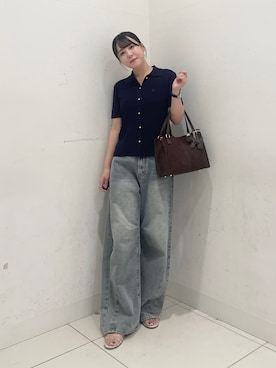 「SENSE OF PLACE by URBAN RESEARCH（センスオブプレイスバイアーバンリサーチ）のカーブデニム（デニムパンツ、ブルー系）」を使った、nanaさん（レディース・162cm）の夏コーディネート
