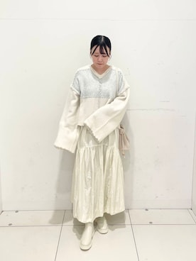 「冬の差し色コーデ」｜nanaさん（レディース・162cm）の冬コーディネート