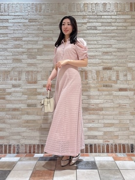 「PROPORTION BODY DRESSING（プロポーションボディドレッシング）のフロントリボンバッグミニ / 1216181105（ショルダーバッグ、ホワイト系）」を使った、PROPORTION STAFFさん（レディース・154cm）の春コーディネート