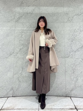 「アイテム（ノーカラーコート）」を使った、PROPORTION STAFFさん（レディース・153cm）の秋コーディネート